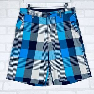 Lululemon Kahuna Shorts Blue Plaid Casual Performance Golf 10" Mens Size 34